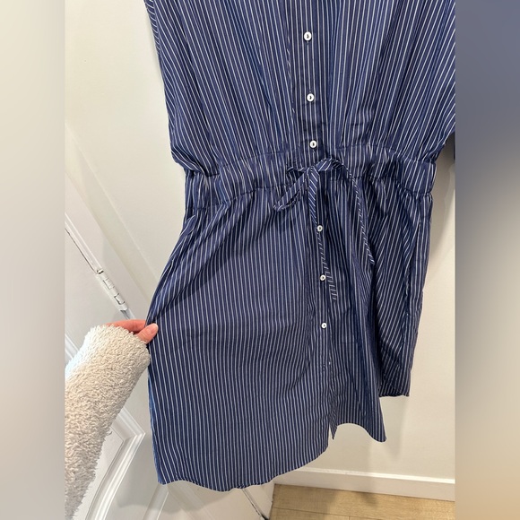 Zara Striped Blue Button-Up Dress size XXL puff sleeve tunic - Picture 4 of 16